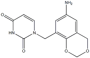 1-[(6-amino-2,4-dihydro-1,3-benzodioxin-8-yl)methyl]-1,2,3,4-tetrahydropyrimidine-2,4-dione,,结构式