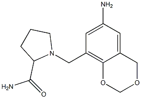 1-[(6-amino-2,4-dihydro-1,3-benzodioxin-8-yl)methyl]pyrrolidine-2-carboxamide Struktur