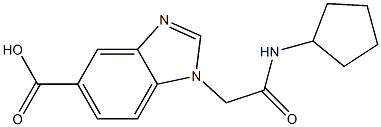 1-[(cyclopentylcarbamoyl)methyl]-1H-1,3-benzodiazole-5-carboxylic acid 结构式
