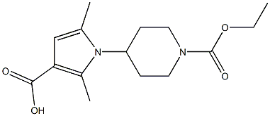 1-[1-(ethoxycarbonyl)piperidin-4-yl]-2,5-dimethyl-1H-pyrrole-3-carboxylic acid 化学構造式