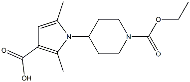 1-[1-(ethoxycarbonyl)piperidin-4-yl]-2,5-dimethyl-1H-pyrrole-3-carboxylic acid Struktur