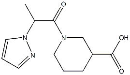 1-[2-(1H-pyrazol-1-yl)propanoyl]piperidine-3-carboxylic acid,,结构式