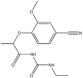 1-[2-(4-cyano-2-methoxyphenoxy)propanoyl]-3-ethylurea Struktur