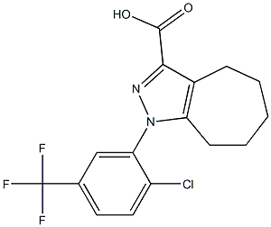 1-[2-chloro-5-(trifluoromethyl)phenyl]-1,4,5,6,7,8-hexahydrocyclohepta[c]pyrazole-3-carboxylic acid,,结构式