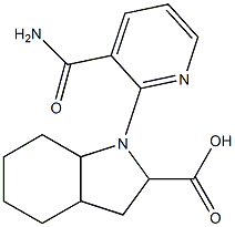 1-[3-(aminocarbonyl)pyridin-2-yl]octahydro-1H-indole-2-carboxylic acid Structure