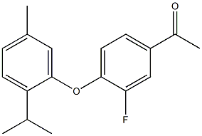1-{3-fluoro-4-[5-methyl-2-(propan-2-yl)phenoxy]phenyl}ethan-1-one Struktur