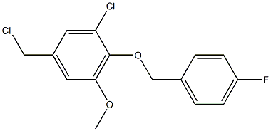 1-chloro-5-(chloromethyl)-2-[(4-fluorophenyl)methoxy]-3-methoxybenzene,,结构式