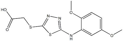 2-({5-[(2,5-dimethoxyphenyl)amino]-1,3,4-thiadiazol-2-yl}sulfanyl)acetic acid 结构式
