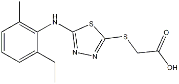 2-({5-[(2-ethyl-6-methylphenyl)amino]-1,3,4-thiadiazol-2-yl}sulfanyl)acetic acid,,结构式