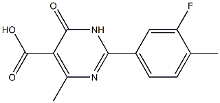 2-(3-fluoro-4-methylphenyl)-4-methyl-6-oxo-1,6-dihydropyrimidine-5-carboxylic acid 化学構造式