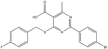 2-(4-bromophenyl)-4-[(4-fluorobenzyl)thio]-6-methylpyrimidine-5-carboxylic acid 化学構造式