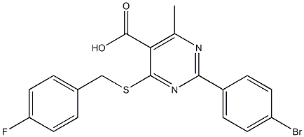 2-(4-bromophenyl)-4-[(4-fluorobenzyl)thio]-6-methylpyrimidine-5-carboxylic acid Structure