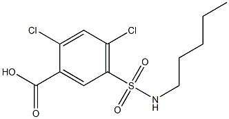 2,4-dichloro-5-(pentylsulfamoyl)benzoic acid 化学構造式