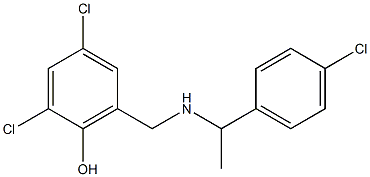 2,4-dichloro-6-({[1-(4-chlorophenyl)ethyl]amino}methyl)phenol Struktur