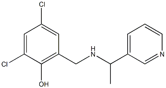 2,4-dichloro-6-({[1-(pyridin-3-yl)ethyl]amino}methyl)phenol 化学構造式