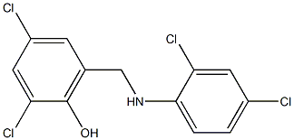 2,4-dichloro-6-{[(2,4-dichlorophenyl)amino]methyl}phenol Struktur