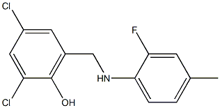 2,4-dichloro-6-{[(2-fluoro-4-methylphenyl)amino]methyl}phenol 化学構造式