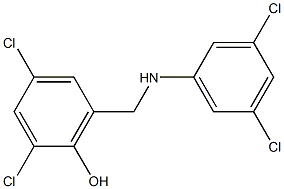 2,4-dichloro-6-{[(3,5-dichlorophenyl)amino]methyl}phenol Struktur