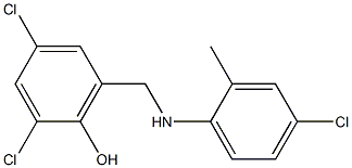 2,4-dichloro-6-{[(4-chloro-2-methylphenyl)amino]methyl}phenol,,结构式