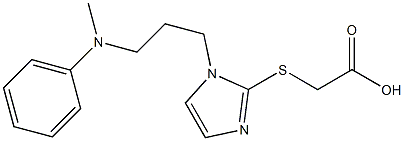 2-[(1-{3-[methyl(phenyl)amino]propyl}-1H-imidazol-2-yl)sulfanyl]acetic acid 化学構造式