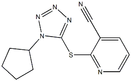 2-[(1-cyclopentyl-1H-1,2,3,4-tetrazol-5-yl)sulfanyl]pyridine-3-carbonitrile,,结构式