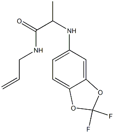 2-[(2,2-difluoro-2H-1,3-benzodioxol-5-yl)amino]-N-(prop-2-en-1-yl)propanamide,,结构式