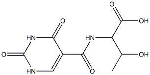 2-[(2,4-dioxo-1,2,3,4-tetrahydropyrimidin-5-yl)formamido]-3-hydroxybutanoic acid Struktur