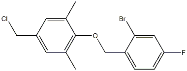 2-[(2-bromo-4-fluorophenyl)methoxy]-5-(chloromethyl)-1,3-dimethylbenzene 化学構造式