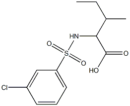 2-[(3-chlorobenzene)sulfonamido]-3-methylpentanoic acid 化学構造式