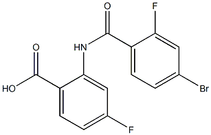 2-[(4-bromo-2-fluorobenzene)amido]-4-fluorobenzoic acid 化学構造式