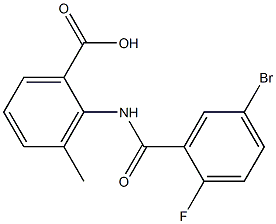 2-[(5-bromo-2-fluorobenzene)amido]-3-methylbenzoic acid,,结构式