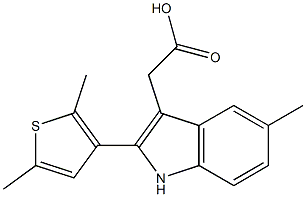 2-[2-(2,5-dimethylthiophen-3-yl)-5-methyl-1H-indol-3-yl]acetic acid Structure