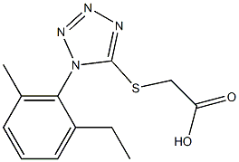 2-{[1-(2-ethyl-6-methylphenyl)-1H-1,2,3,4-tetrazol-5-yl]sulfanyl}acetic acid Struktur
