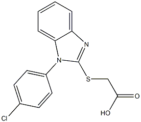 2-{[1-(4-chlorophenyl)-1H-1,3-benzodiazol-2-yl]sulfanyl}acetic acid,,结构式