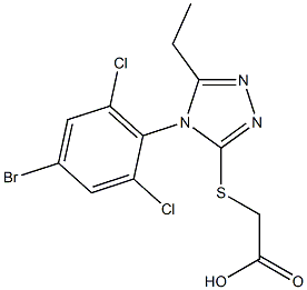 2-{[4-(4-bromo-2,6-dichlorophenyl)-5-ethyl-4H-1,2,4-triazol-3-yl]sulfanyl}acetic acid,,结构式