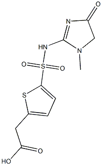 2-{5-[(1-methyl-4-oxo-4,5-dihydro-1H-imidazol-2-yl)sulfamoyl]thiophen-2-yl}acetic acid Struktur