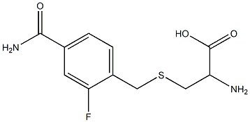 2-amino-3-{[4-(aminocarbonyl)-2-fluorobenzyl]thio}propanoic acid Struktur