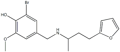 2-bromo-4-({[4-(furan-2-yl)butan-2-yl]amino}methyl)-6-methoxyphenol,,结构式