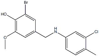 2-bromo-4-{[(3-chloro-4-methylphenyl)amino]methyl}-6-methoxyphenol Structure