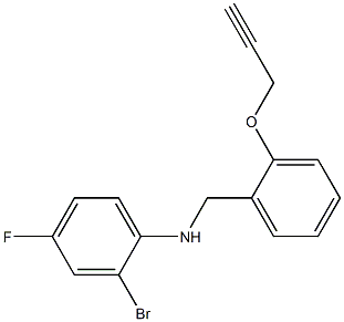2-bromo-4-fluoro-N-{[2-(prop-2-yn-1-yloxy)phenyl]methyl}aniline 化学構造式