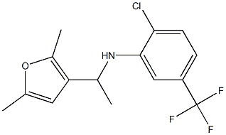 2-chloro-N-[1-(2,5-dimethylfuran-3-yl)ethyl]-5-(trifluoromethyl)aniline 化学構造式