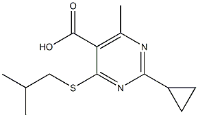 2-cyclopropyl-4-(isobutylthio)-6-methylpyrimidine-5-carboxylic acid Structure