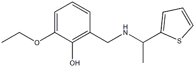 2-ethoxy-6-({[1-(thiophen-2-yl)ethyl]amino}methyl)phenol 化学構造式