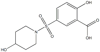 2-hydroxy-5-[(4-hydroxypiperidine-1-)sulfonyl]benzoic acid 化学構造式