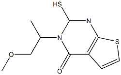 2-mercapto-3-(2-methoxy-1-methylethyl)thieno[2,3-d]pyrimidin-4(3H)-one Struktur