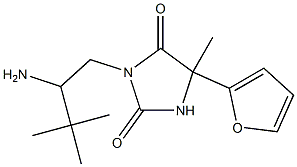 3-(2-amino-3,3-dimethylbutyl)-5-(furan-2-yl)-5-methylimidazolidine-2,4-dione 化学構造式