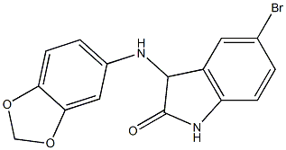 3-(2H-1,3-benzodioxol-5-ylamino)-5-bromo-2,3-dihydro-1H-indol-2-one 结构式