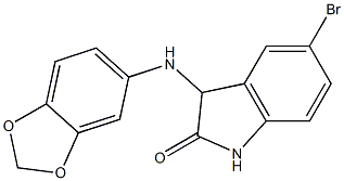 3-(2H-1,3-benzodioxol-5-ylamino)-5-bromo-2,3-dihydro-1H-indol-2-one,,结构式