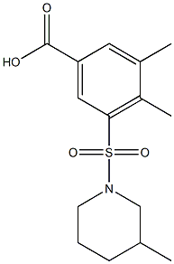 3,4-dimethyl-5-[(3-methylpiperidine-1-)sulfonyl]benzoic acid,,结构式