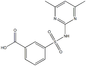 3-[(4,6-dimethylpyrimidin-2-yl)sulfamoyl]benzoic acid 化学構造式